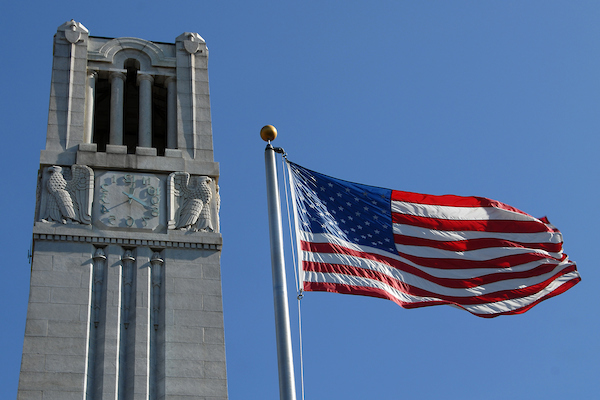 Flag and NC State Belltower