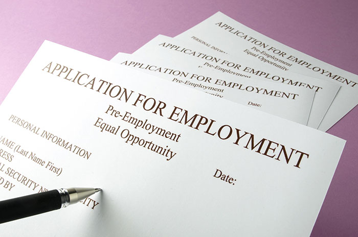 Photo of application for employment