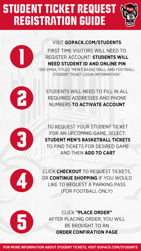 NC State Athletics student ticket request registration guide